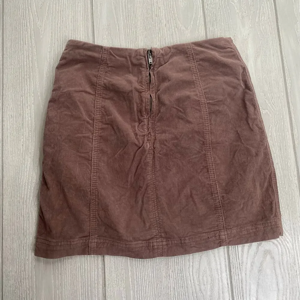 Free People Women's Birchwood Taupe Brown Corduroy Femme Mini Skirt Size 4
